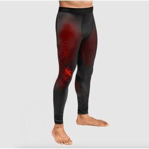 Hayabusa MMA Compression Leggings Mens L Black Geo Jiu Jitsu Spats Stretch Tight